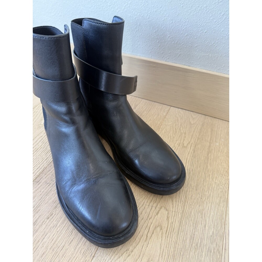 $428 Tory Burch Womens 10 Double T Chelsea Boot Black Ankle Leather Shoes Slip - Picture 8 of 8